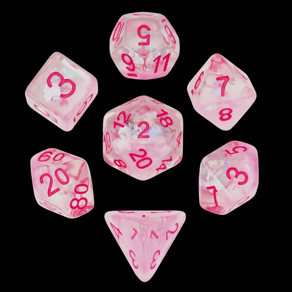 Cusdie Pink Butterfly DND Dice Resin Slice Die D4 D6 D8 D10 D% D12 D20 Polyhedral Dice Set for D&D Role Playing Table Games
