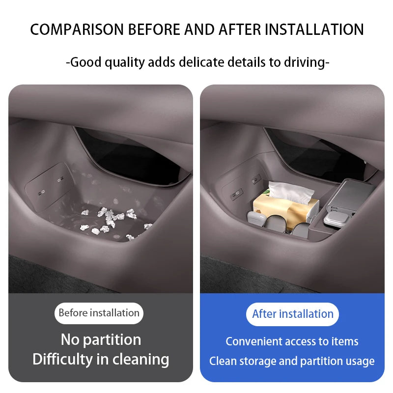For ZEEKR 7X 2025 The storage box below the center console Double-layer silicone storage box Car interior accessories