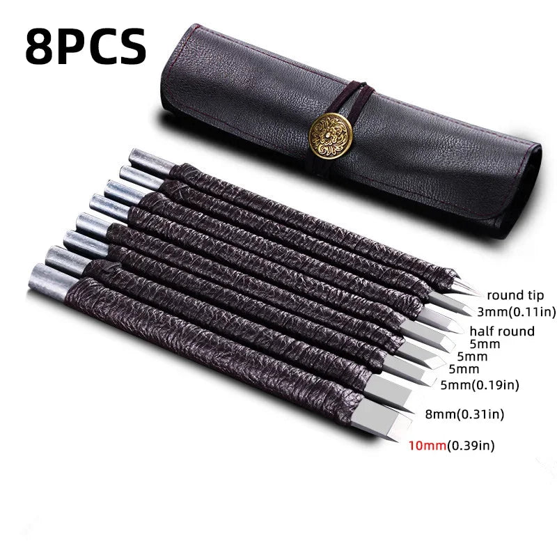 3/8/10 Pcs Tungsten Steel Stone Engraving Kit Professional Chisel Wood Seal stone Carving Cutting Blade Hand Tool Set