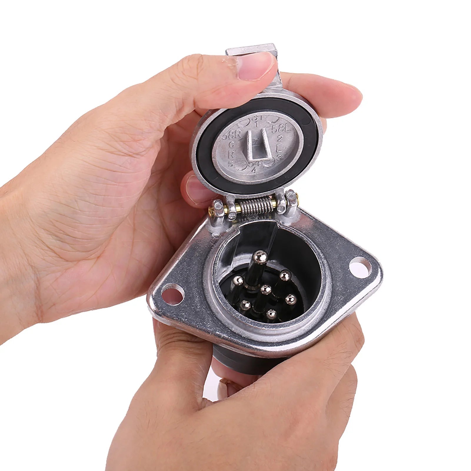 1PC Universal 24V 7 Pin Trailer Plug and Socket Type N Standard Connector Adapter Socket for Heavy Duty Truck Trailer Wiring