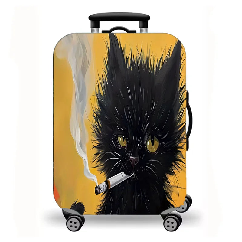 Luggage Cover, Cute Cat Print Stretch Suitcase Protector for Travel, 16 Styles Oil Painting Cat Design