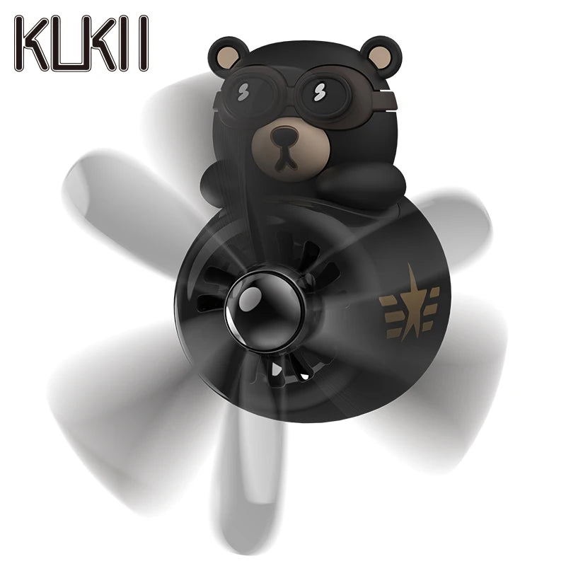 No perfume DIY fragrance cool fun pilot bear rotate propeller plane car ornament air vent pendant decorations interior accessory