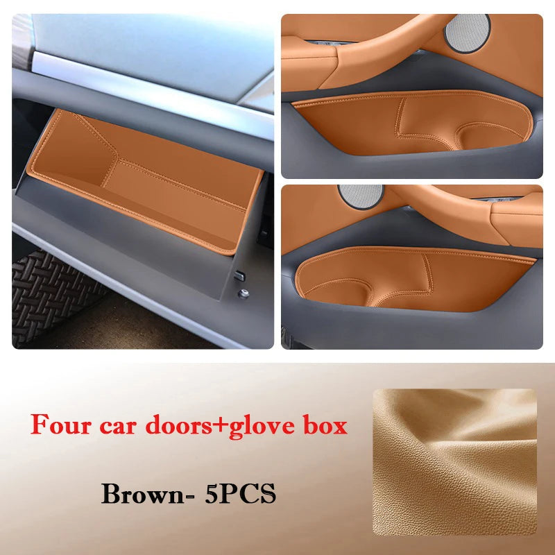 For BMW X3 iX3 2018 - 2025 Car Door Slot Storage Box Leather Protective Pad Cover Glove Box Storage Barrel Interior Accessories