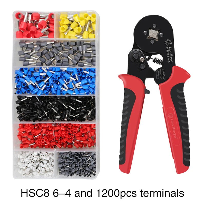 Crimping Pliers Ferrule Sleeves Tubular Terminal Tools HSC8 6-4 6-6 16-6 Wire Crimper Household Electrical Sets 1200pcs Terminal