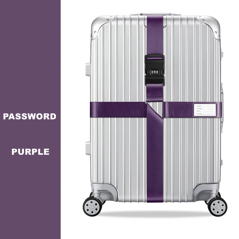 Anti-theft Luggage Buckle Cross Strap Password Adjustable Bundling Packing Baggage Belt Suitcase Trunk Belts Bag Accessories