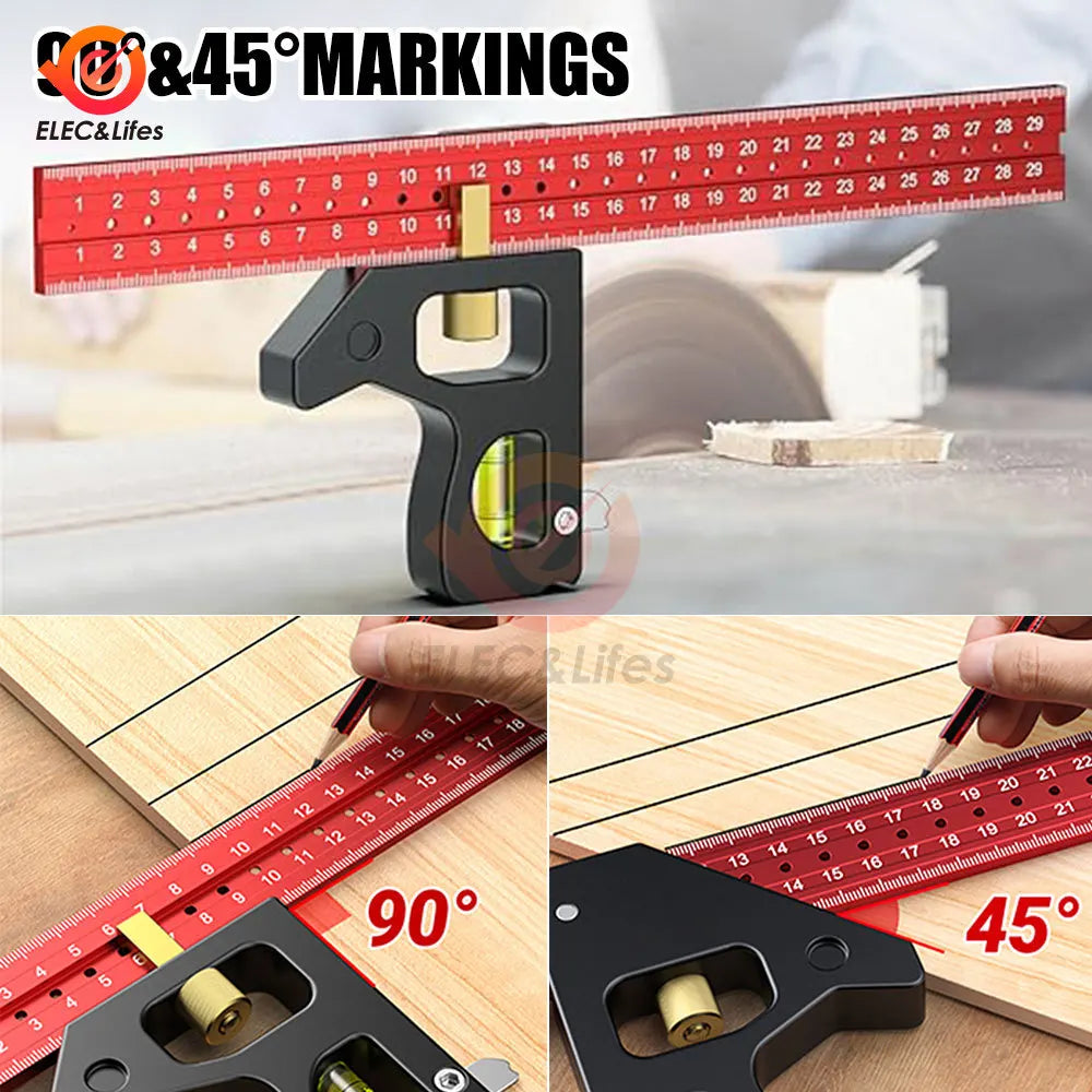 30/40cm Square Right Angle Ruler Woodwork Protractor Engineers Carpenter Straightedge Multi Combination Measuring Tools