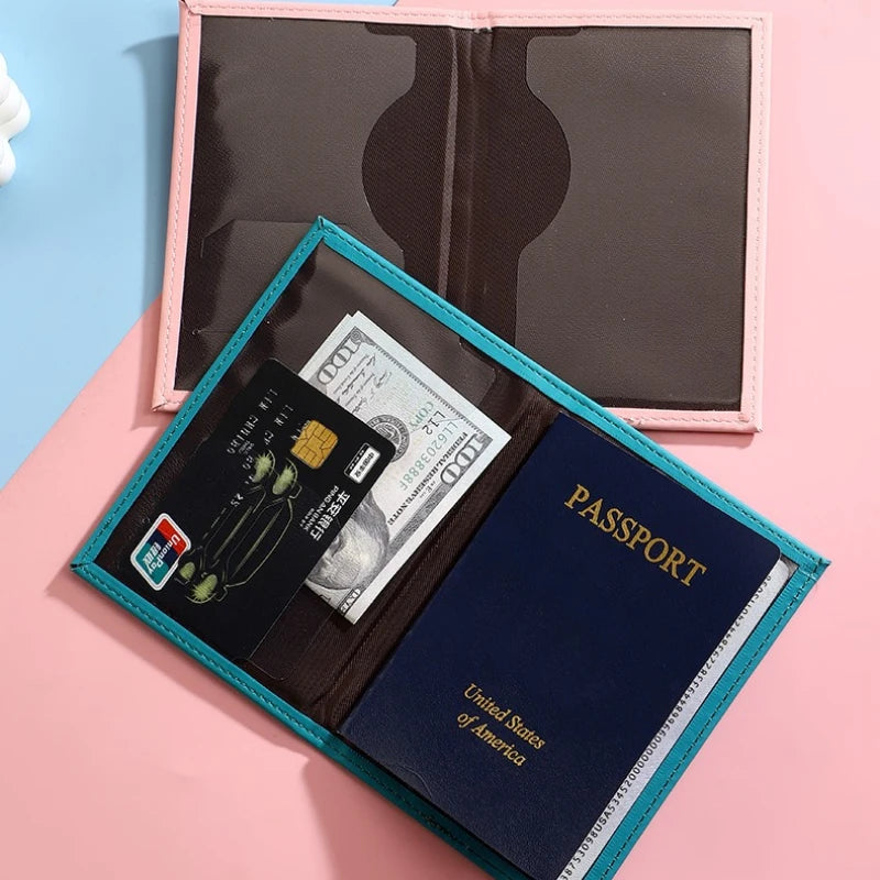 PU Leather Passport Cover for Men & Women Organizer - Protective Card Holder ID Document Covers World Map Travel Passport Case