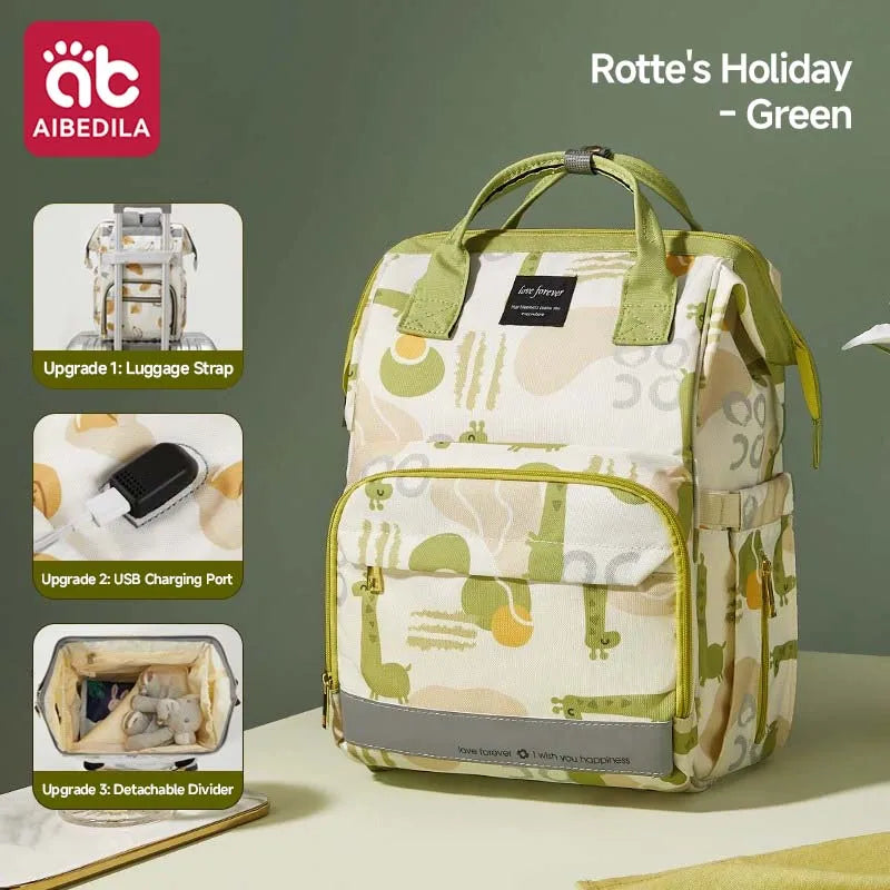 AIBEDILA Large Capacity Mommy Backpack Lightweight Waterproof Multi-pocket Baby Storage Bag for Outdoor Travel