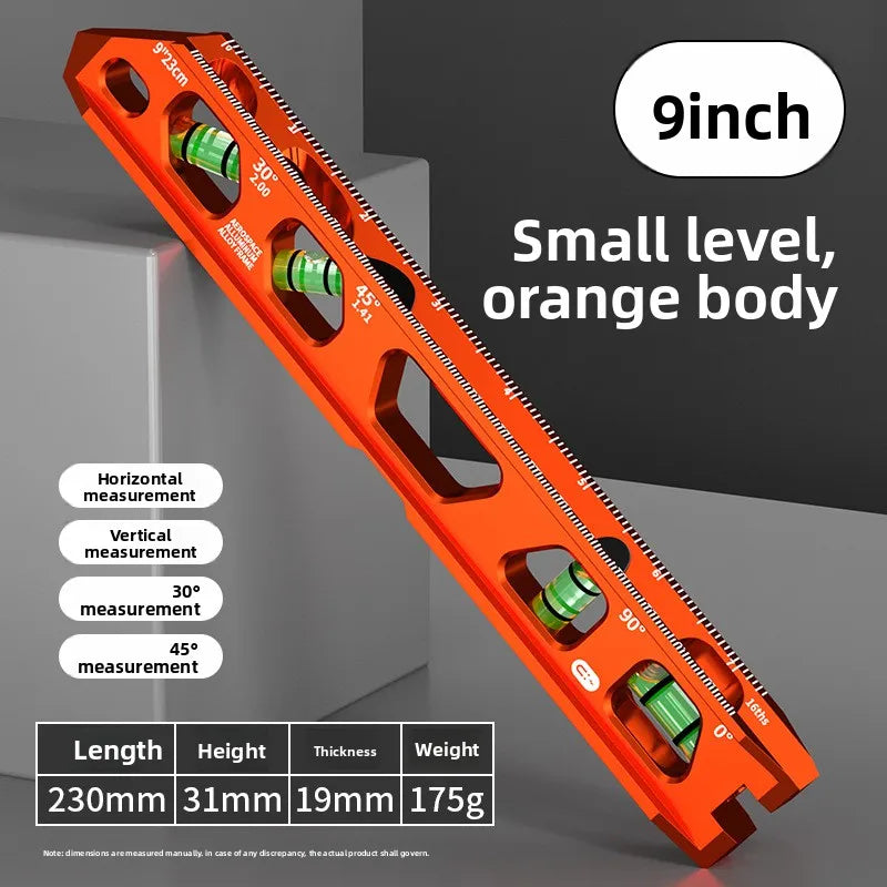 Solid Cast Aluminum Spirit Level, High Precision Strong Magnetic V-Groove Magnet Track Angle Finder for Construction