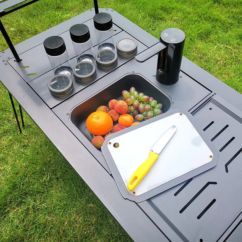 Outdoor Camping IGT Table Accessories Camping Sink Portable Foldable Kitchen Dish Sink with Cutting Board One Unit Water Dispens