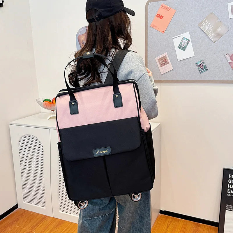 Large Capacity Double Shoulder Travel Bag Handheld Boarding Box Short Trip Luggage Bag Wheel Universal Pull Rod Bag