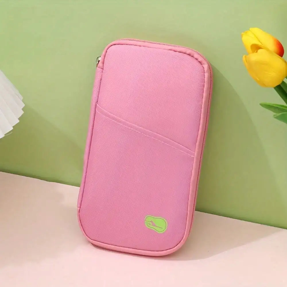 Travel Passport Holder with Zipper - with Compartments for Cash, ID Documents and Credit Cards & Phone Slot