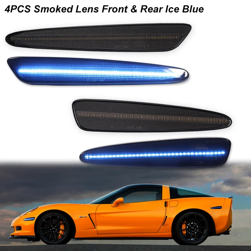 iJDM Front Rear Bumper LED Side Marker Turn Signal Lights Yellow Red for Chevrolet Corvette C6 2005-2013 2012 Car Accessories