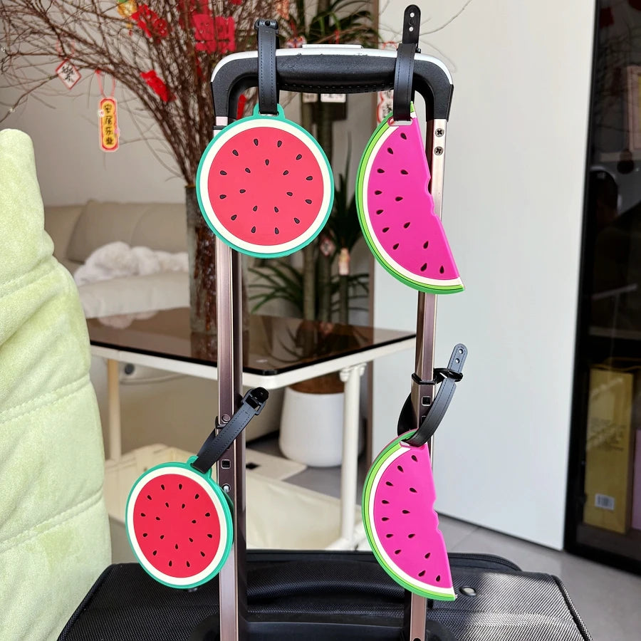 1/2pcs vacation style red watermelon luggage tag pendant luggage accessories for business trips, airport luggage, anti loss ID t