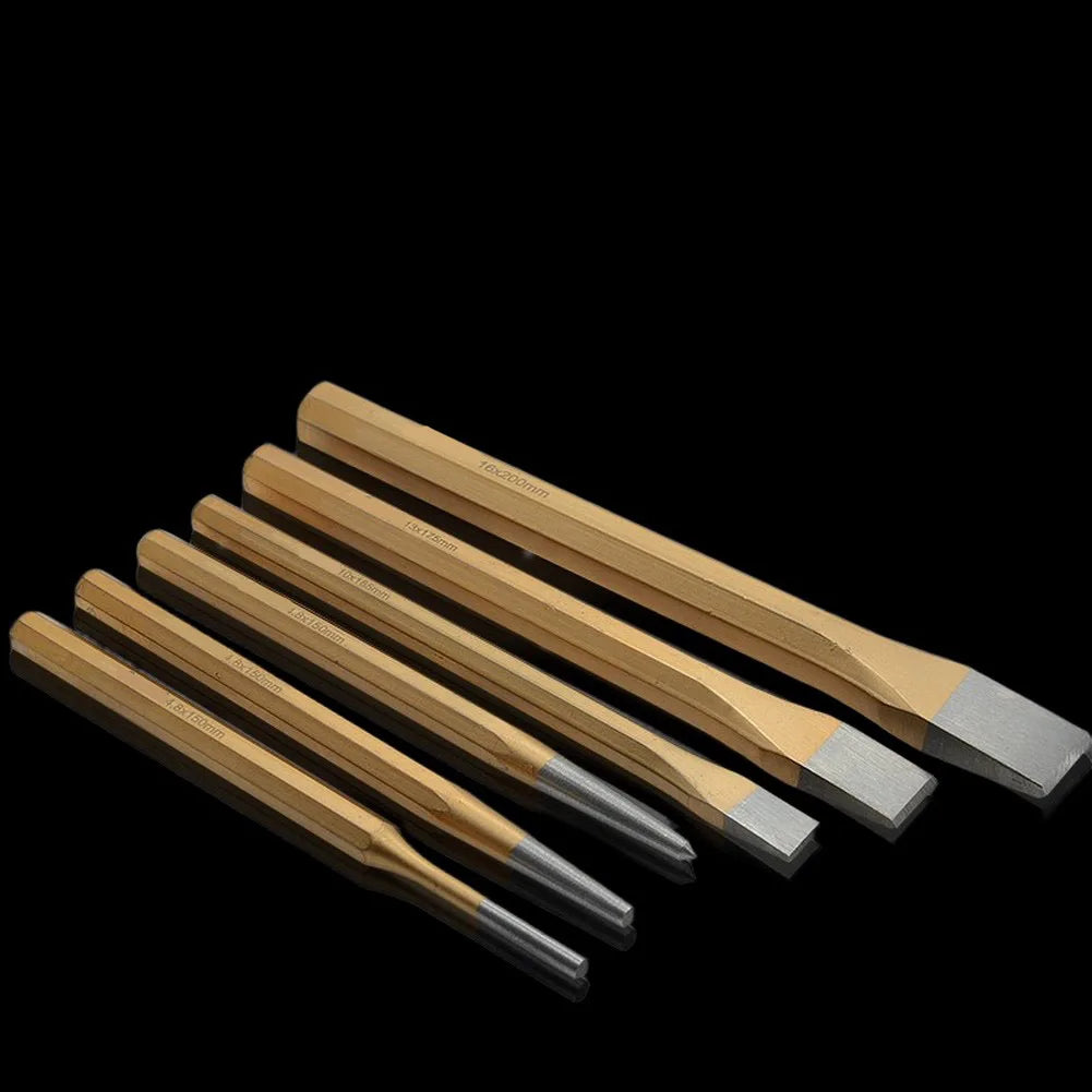 Professional Grade 6 Piece Chisel Set with Flat Pointed and Multi Purpose Tools for Masonry and Demolition Jobs
