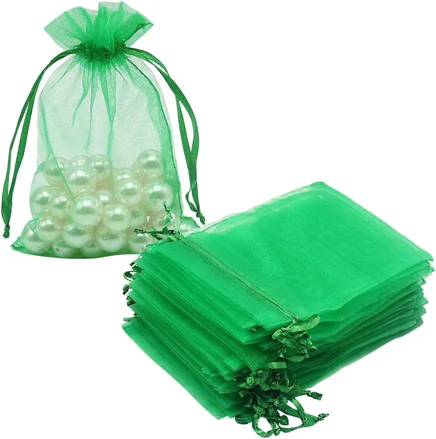20pcs 5x7 7x9 9x12 cm Organza Drawstring Bags Gift Pouches Necklace Packing Display Bracelet Bags Diy Jewelry Packaging Making