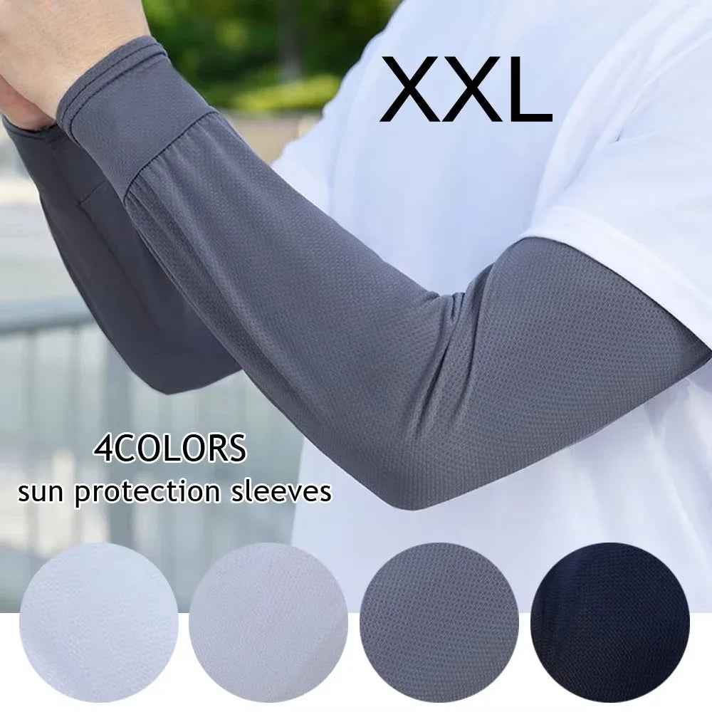 Summer UV-Protective Ice Silk Arm Sleeves for Men | Loose & Absorbent, Perfect for Riding, Running, Driving