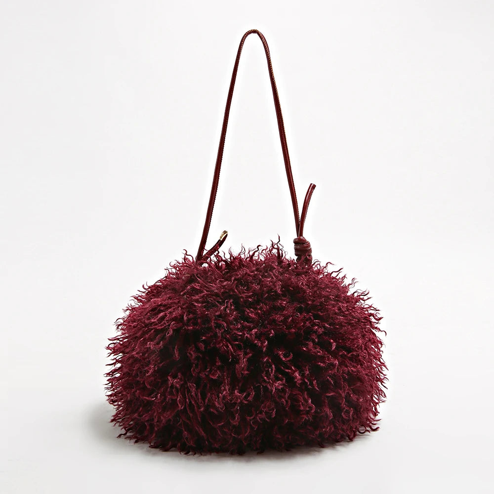 Fluffy Curly Faux Fur Cloud Bag Cute Soft Plush Purse for Women Casual Single Shoulder Crossbody Multi Color Daily Fashion Handb