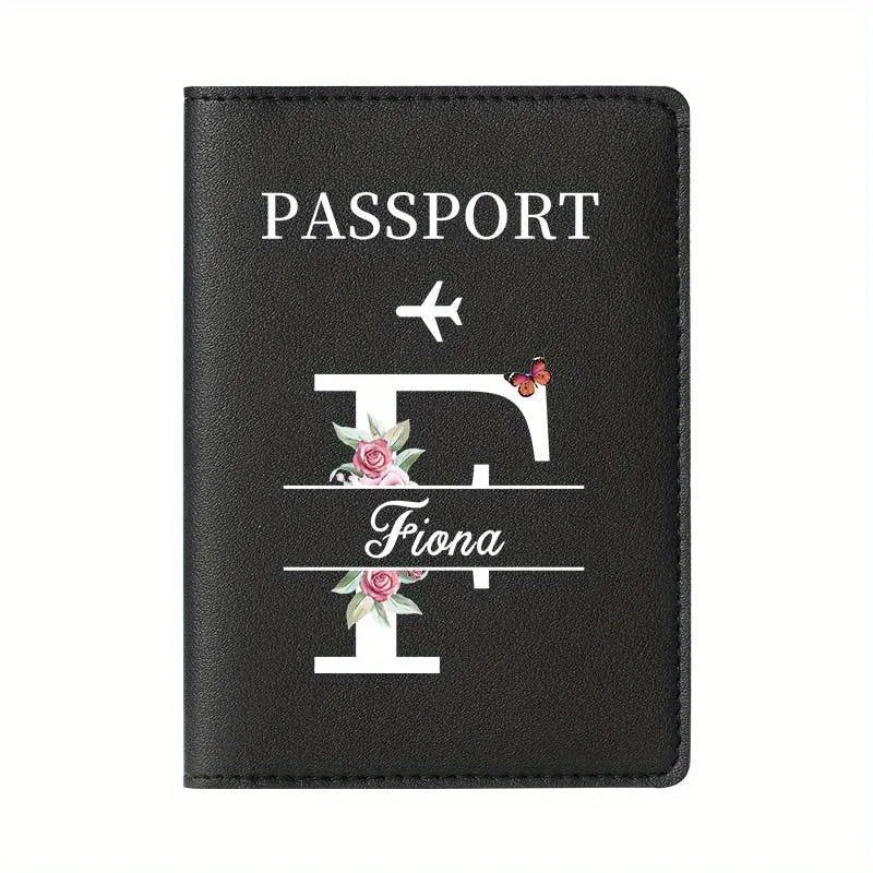 Personalized Custom Black Passport Holder with Custom Name - 26 Letters and Surname. Fashionable Foldable Travel Accessory