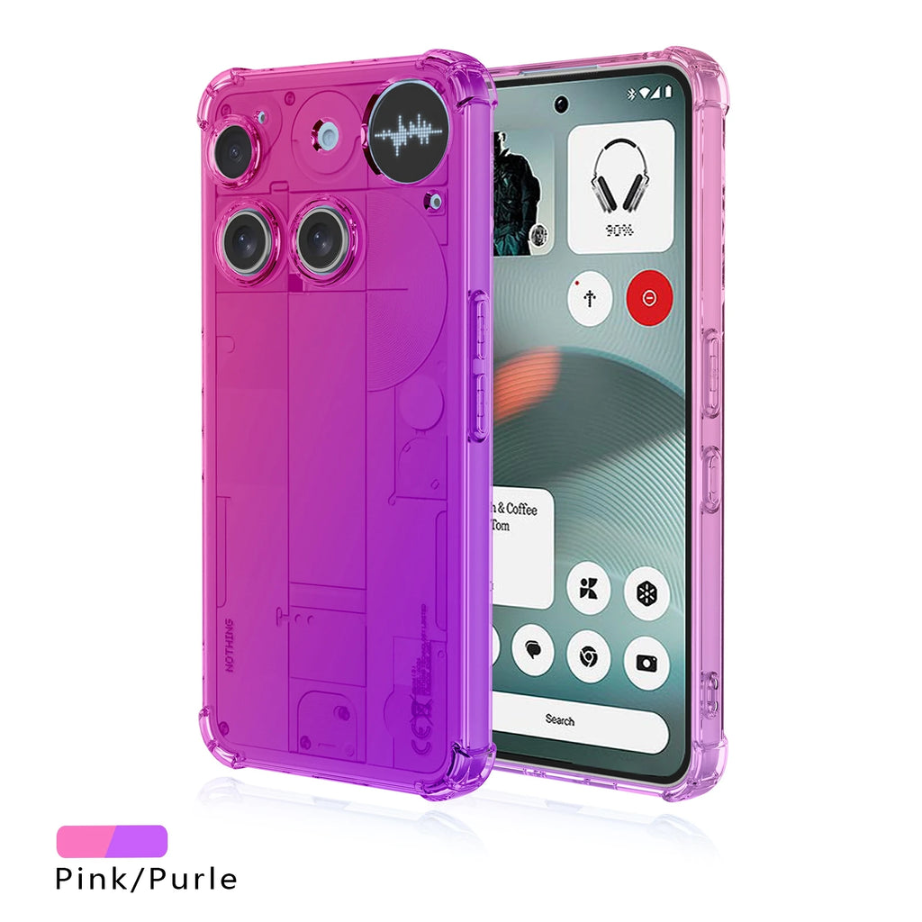 Airbag Shockproof Gradient Transparent TPU Case for Nothing Phone 3 (3) Protective Cover Back Shell Frame Capa Fundas