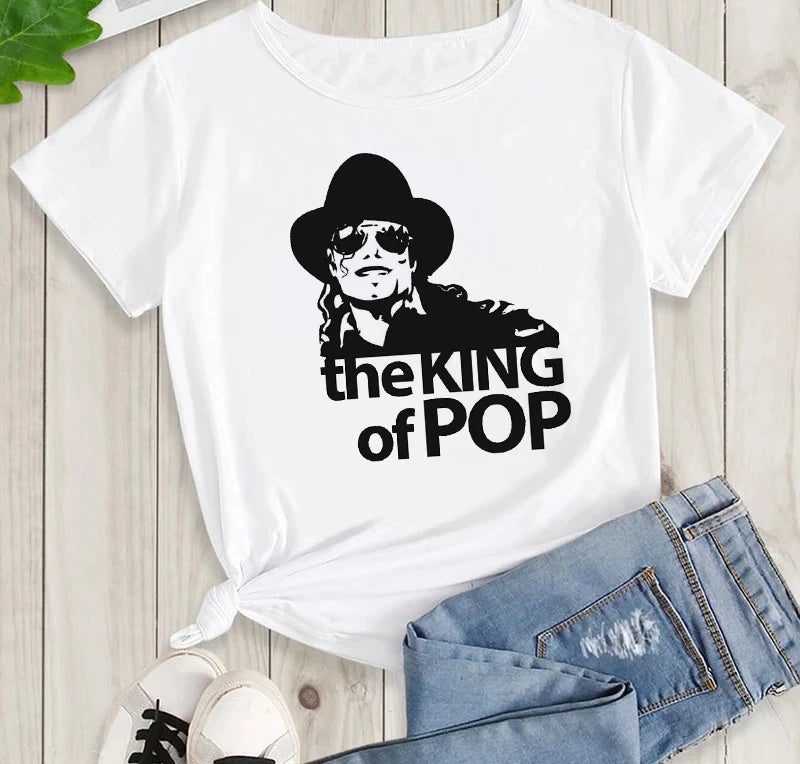 Michael Jackson Graphic Printed Tshirt Harajuku Rock Fashion Casual Short Sleeve Crew Neck Plus Size T Shirt Women