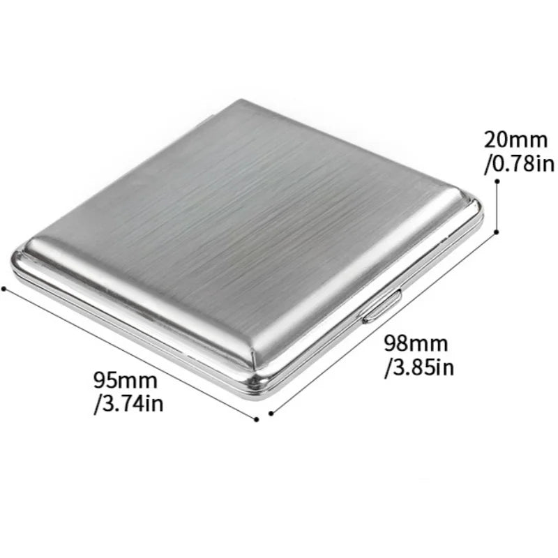 Brushed Metal Cigarette Case 20 Capacity Portable Storage Box Protective Case Smoking Accessories
