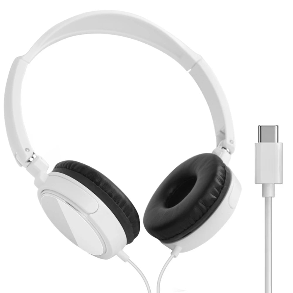 3.5mm/Type-C Wired Headphones Noise Cancelling Business Over Ear Headset Flexible Adjustable Stereo Earphones for PC MP3 Mobile