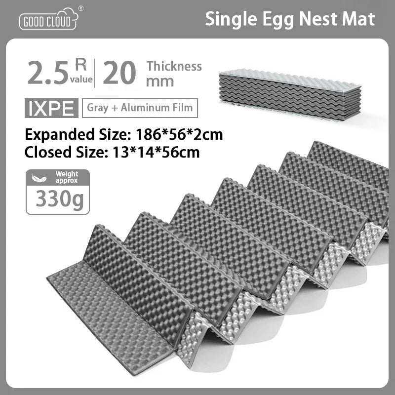 IXPE Aluminum Film Egg Nest Mat Foldable Waterproof Camping Mat for 1-2 Person Hiking Travel Backpacking Widen Tent Sleeping Pad