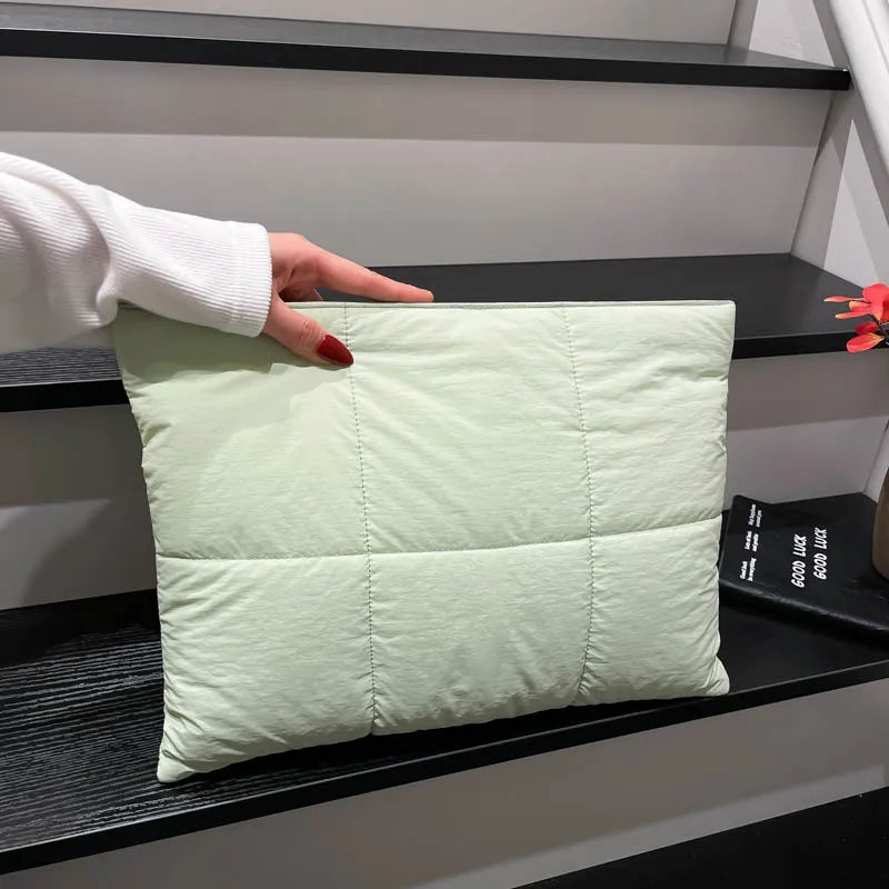 Korean Cross Border Puff  Laptop Bag  for Macbook Shockproof Hand Carry Clutch Bag Comfortable and Versatile Texture Pillow Bag