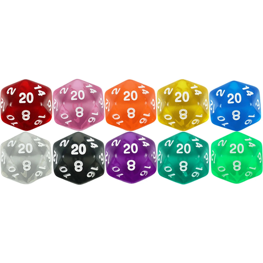 D20 Dice Set 10pcs/set Polyhedral 20 Sided Transparent Dice for Role Playing DND COC Entertainment Board Game