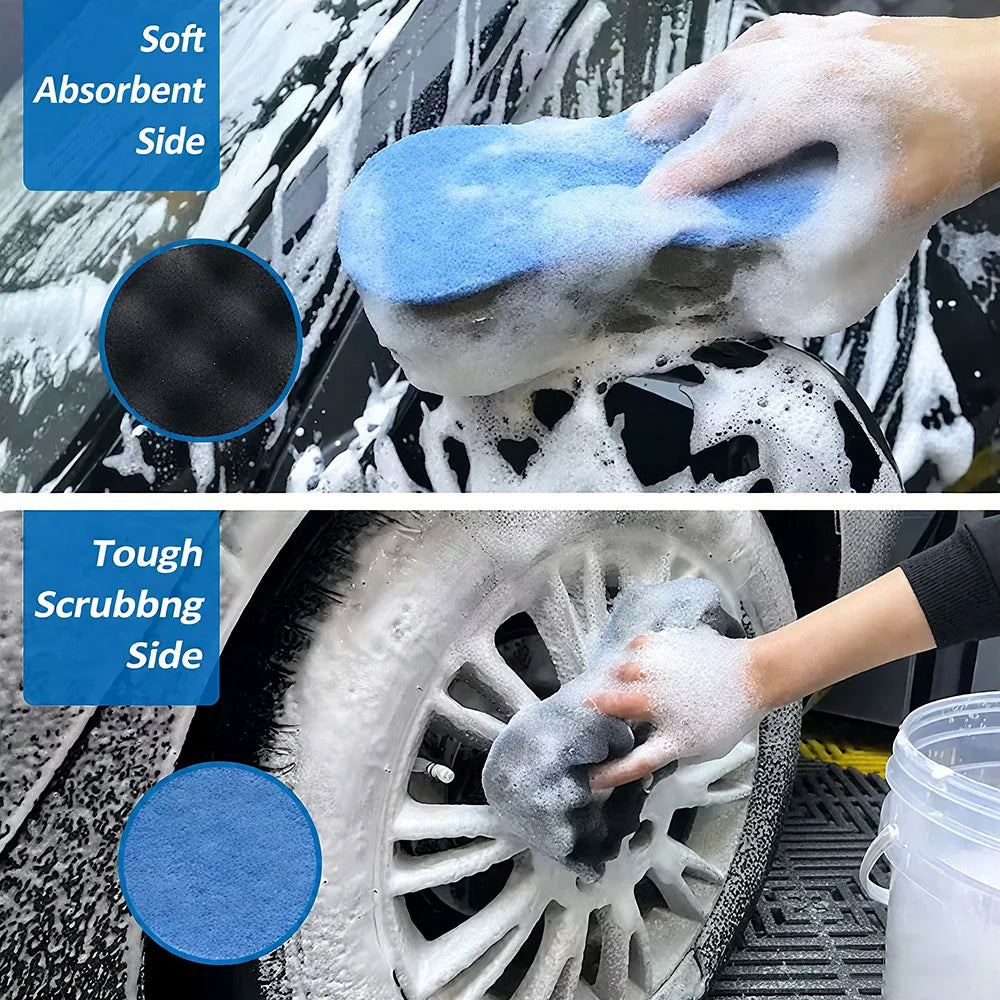 1pc Auto Accessories Car Body Dust Remove Three Layers Cleaning Sponge Color Random Wheel Tire Detailing Waxing Washing Tool