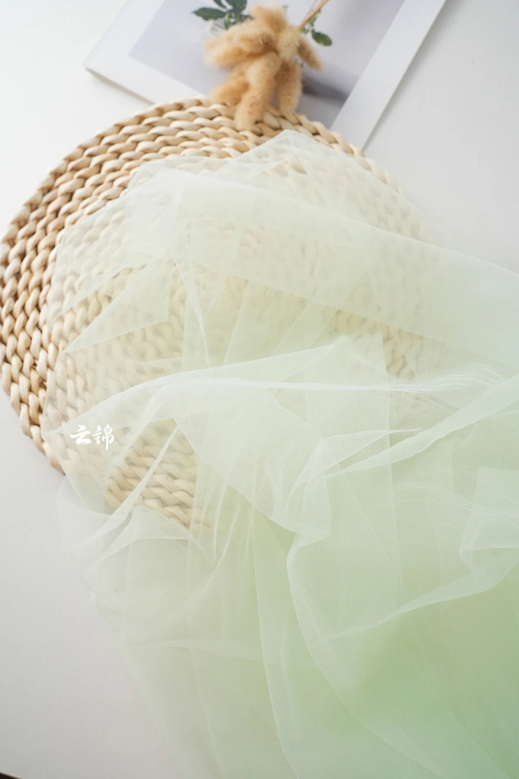 Green Transparent Tulle Fabric By The Meter for Clothing Hanfu Veil Wedding Background Diy Sewing Gauze Cloth Soft Light White