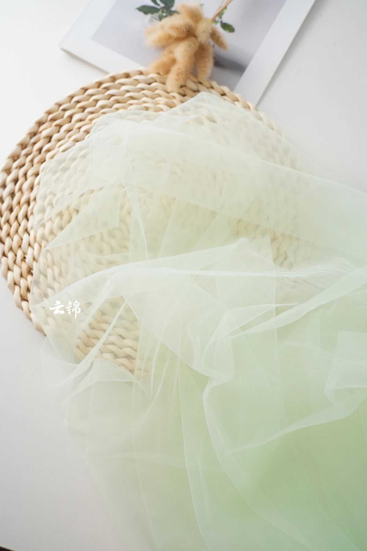 Green Transparent Tulle Fabric By The Meter for Clothing Hanfu Veil Wedding Background Diy Sewing Gauze Cloth Soft Light White