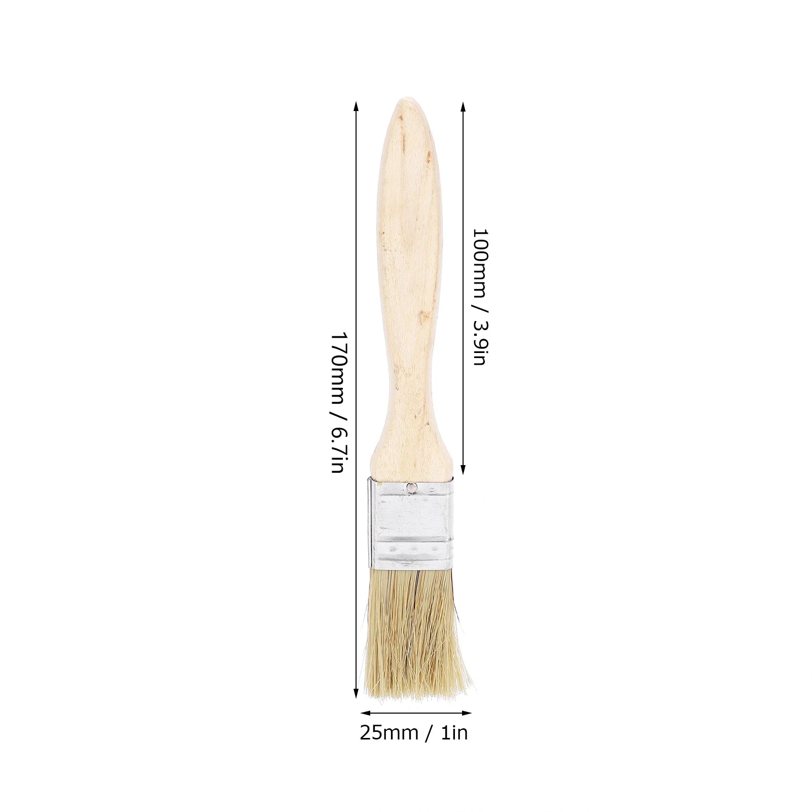 20Pcs Flat Paint Brush Set 25mm Artificial Fur Wooden Handle Multi Purpose Brushes for Painting Cleaning Wood Handle Brushes
