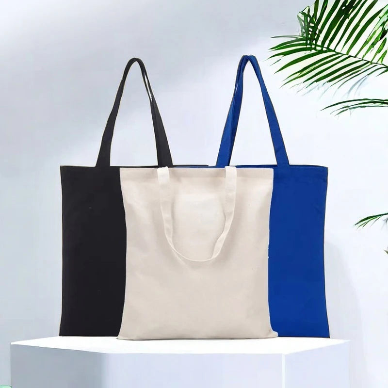 5/10/50pcs/lot Customized logo canvas shopping bag women's large capacity tote bags daily commuting bag print your design37x40cm