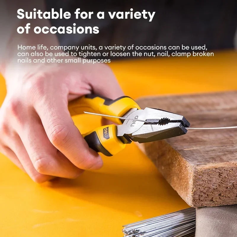 Deli 6/7/8 Inch Linesman Pliers Combination Pliers with Wire Cutter for Twisting Cutting Wires and Clamping Screws Crimping Tool