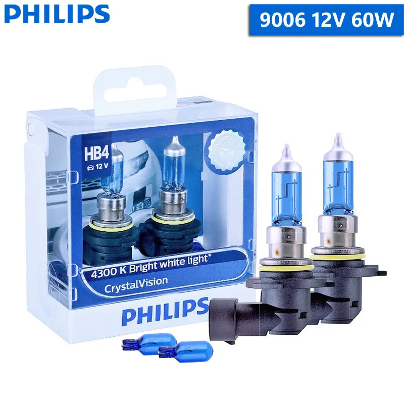 Philips Crystal Vision H1 H11 HB3 HB4 9005 9006 12V CV 4300K Bright White Car Halogen Head Light Auto Lamp (Twin)