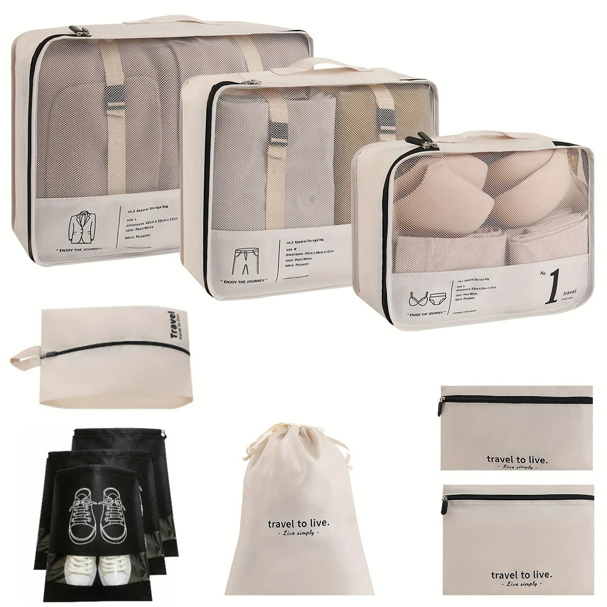 New luggage sorting bag 10 piece portable travel storage bag luggage clothing classification sorting storage bag