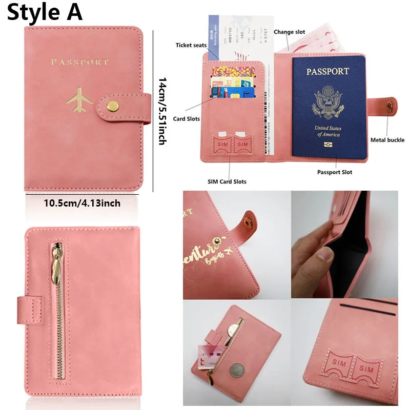 Leather Passport Holder Covers Case for Travel Essentials Credit Card Wallet Passport Book for Women/Men Buckle Passport Cover