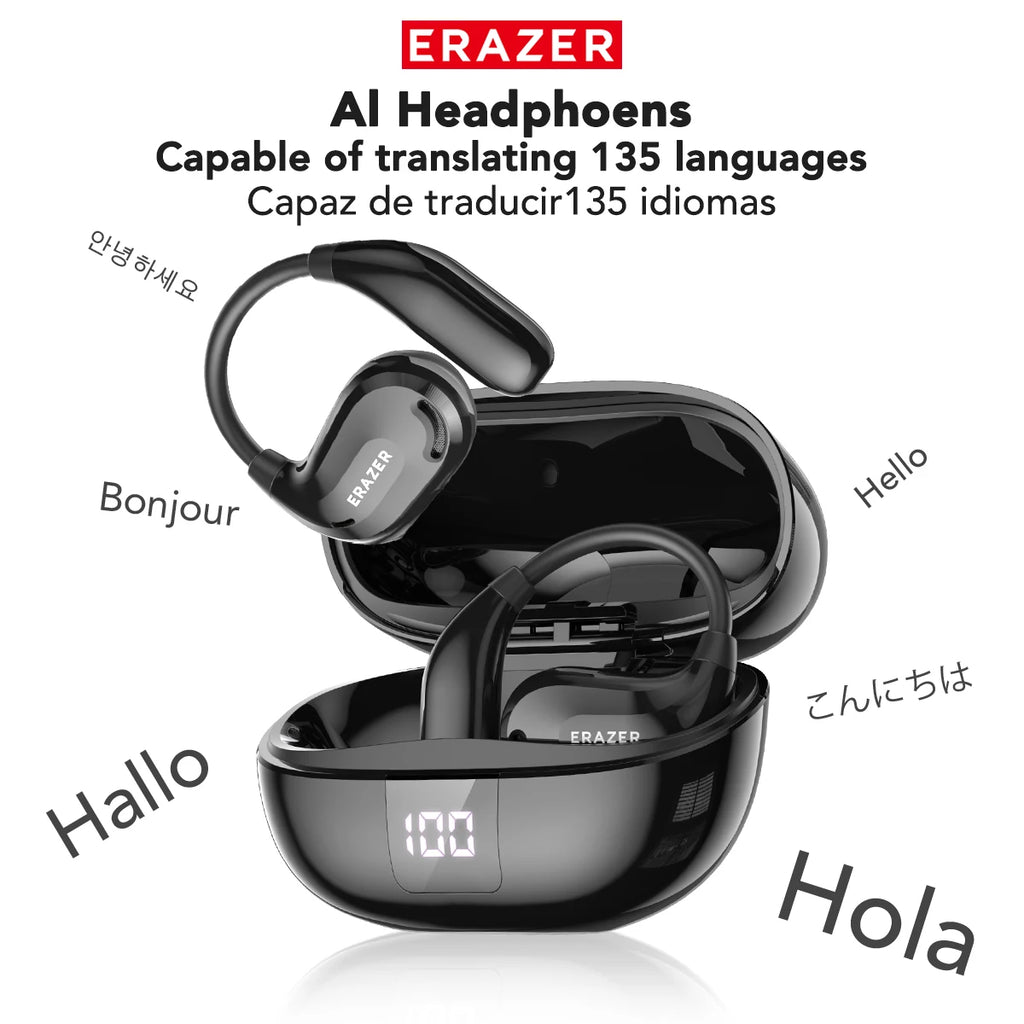 ERAZER XT66PRO Bluetooth Earphones ASMR Headsets DIY APP AI Translator Earbuds Wireless Headphones 13 Hours long life Display
