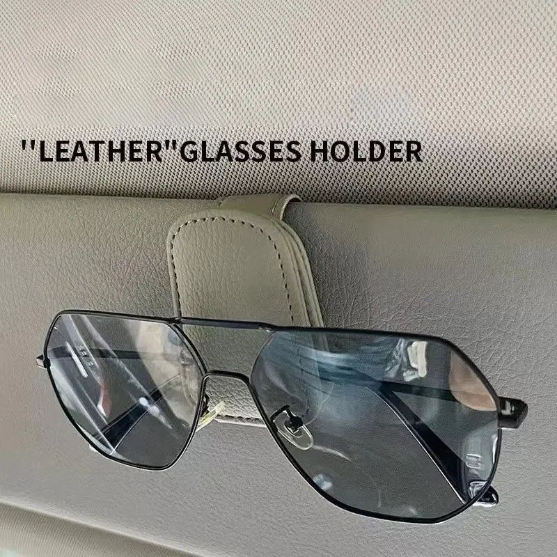 Universal Car Sunglasses Clip Suitable for Car Sunshades Magnetic Leather Sunglasses Clip Ticket Clip Sun Visor Car Accessories