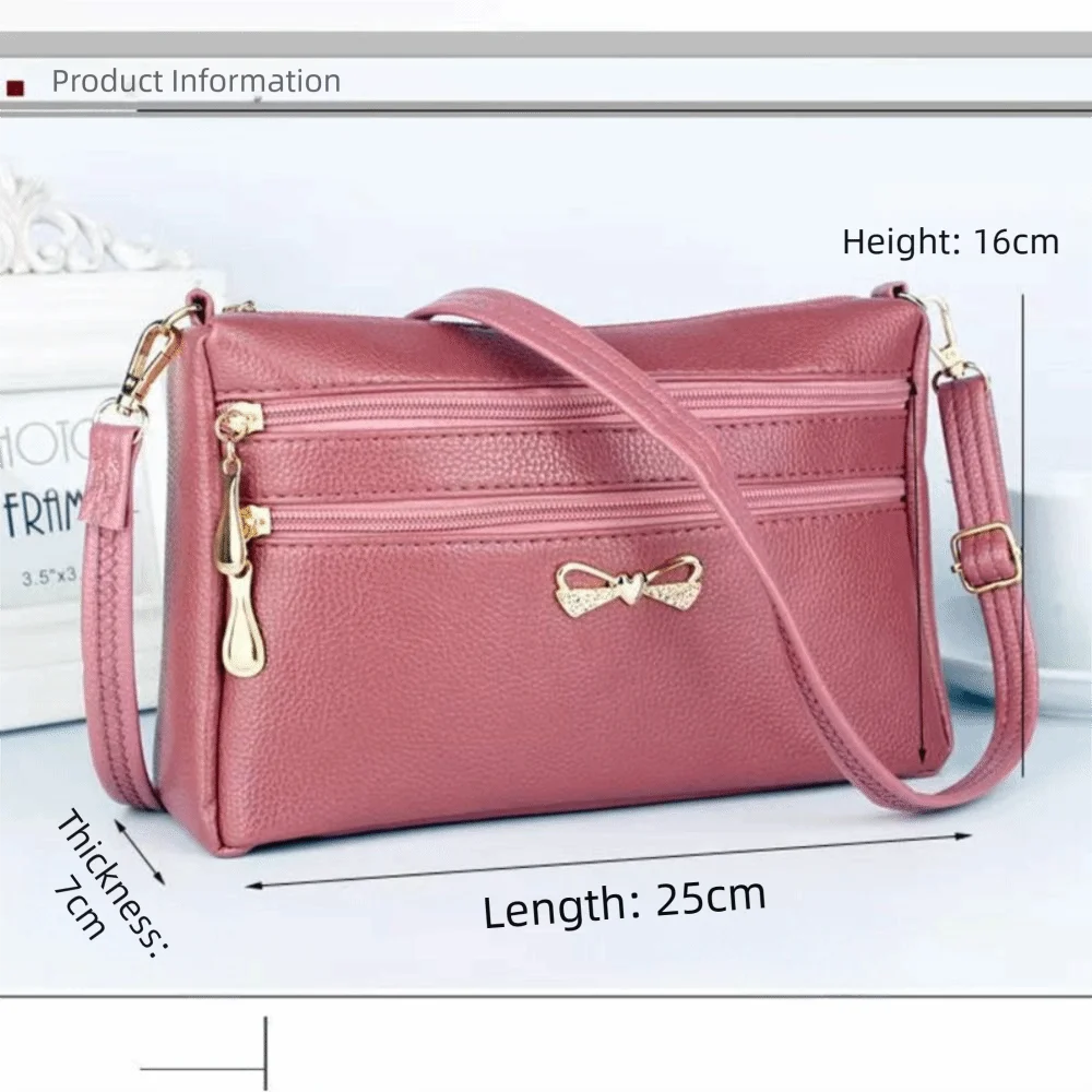 Fashion Square Shape Mom Crossbody Bag PU Urban Simple Shoulder Crossbody Bags Multi-Layer Shopping Bag Daily Use