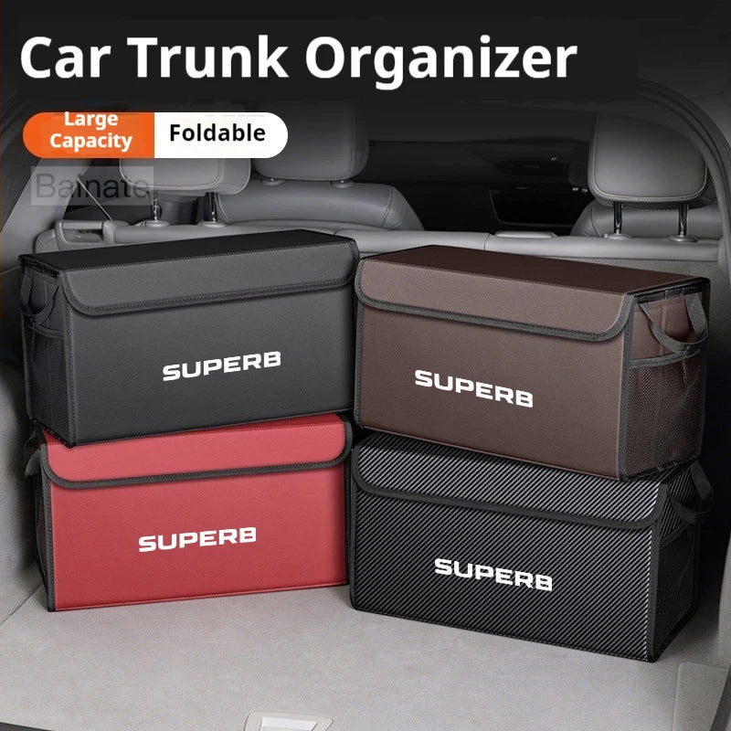 For SKODA SUPERB NZ3 2015-2025, Car Trunk Foldable Storage Box, Large Capacity Storage Bag, Auto Interior Storage Accessories