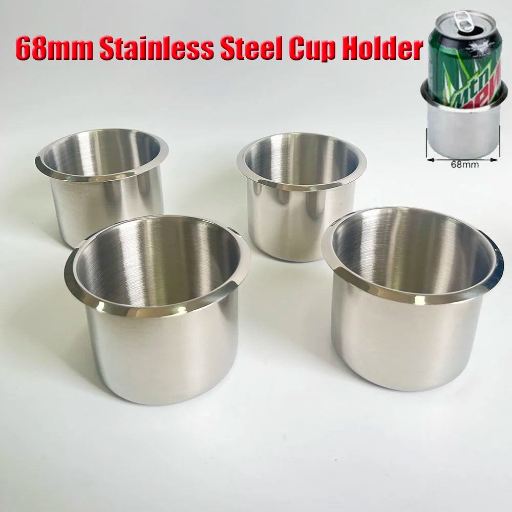 Stainless Steel Marine Boat RV Cup Water / Drink Bottle Holder Rustproof Universal Car Water Cup Holder 68MM