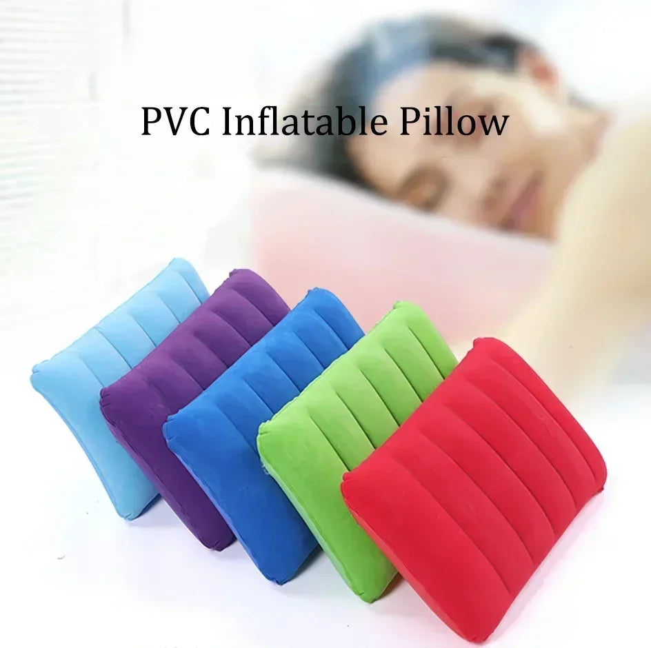 PVC Flocked Inflatable Square Pillow Multi-Purpose Nap Pillow for Outdoor Camping Lumbar Support Backrest Air Cushion for Travel