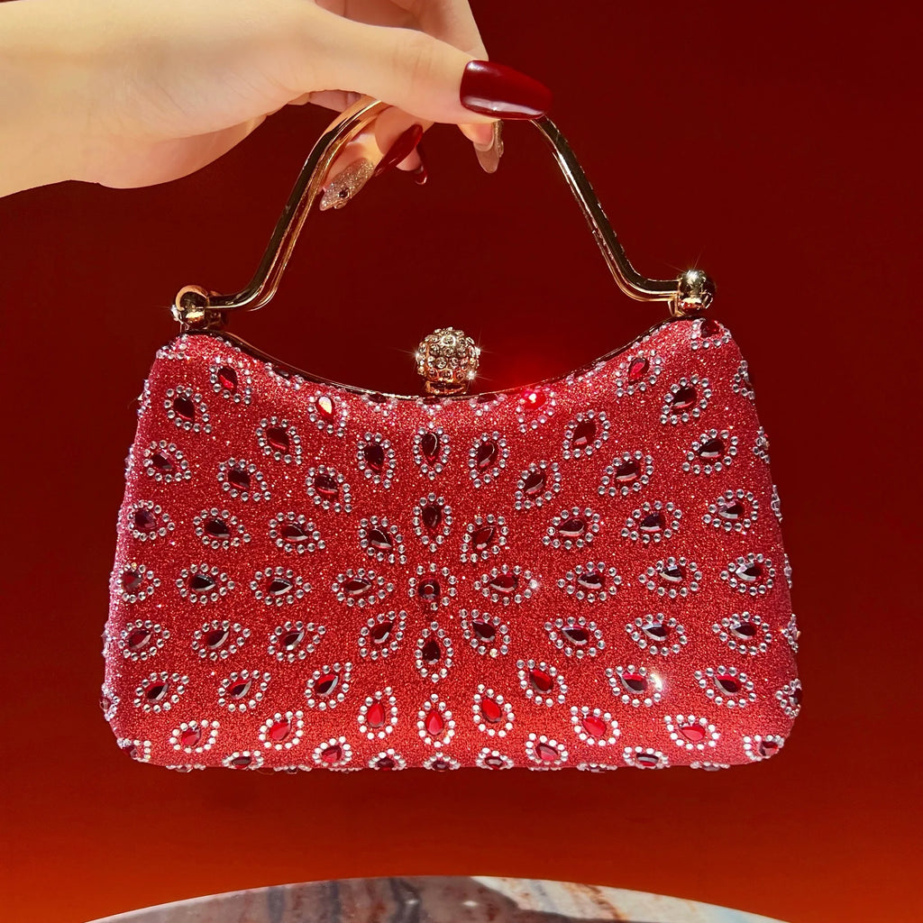 New diamond-encrusted handbag fashionable women's handbag dinner bag exquisite chain messenger women's bag