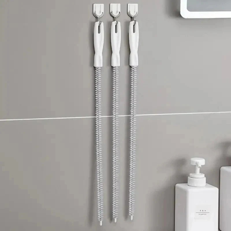 1-6 pcs Drain Brush Bendable Hair Catcher Long Ergonomic Handle  Pipe Cleaner Pipe Dredging Brush Bathroom Hair Sink Accessories