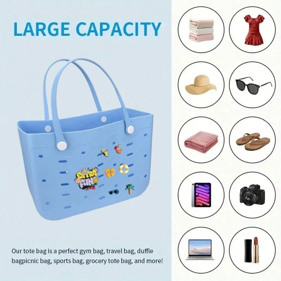 XL Extra Large Beach Bag EVA Rubber Waterproof Beach Travel Picnic Storage Basket Women Shopping Handbag Sac Jelly Tote Bag