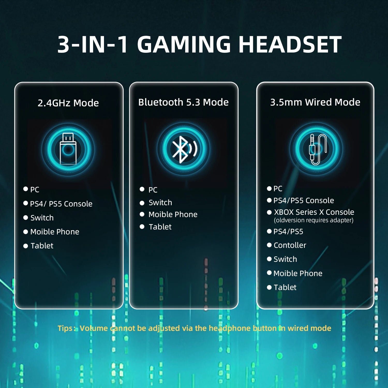 Attack Shark L80 PRO 3-in-1 Gaming Headset 2.4G Bluetooth 5.3 3.5mm Wired 40mm Hi-Fi 20ms Ultra Low Latency Headphones