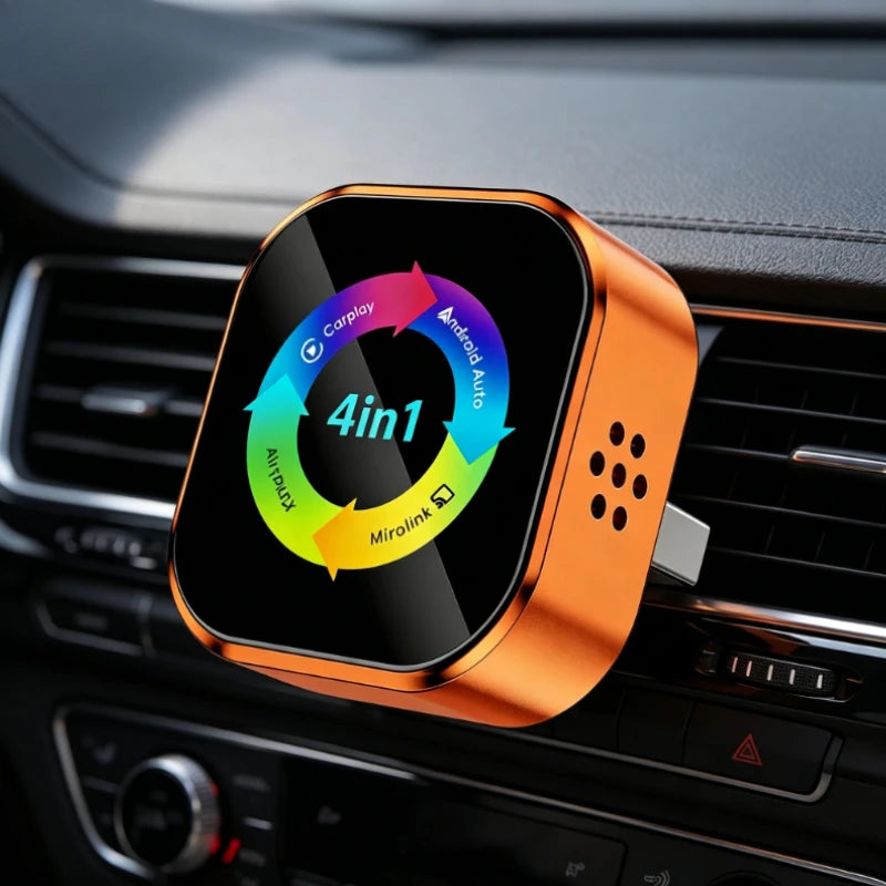 New Upgrade 4 in 1 Wireless Carplay Dongle Android Auto Adapter Mirror Link Screen Plug & Play Bluetooth for Apple and Android